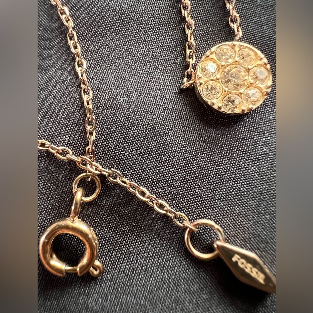 Elegant Gold & Crystal Pendant Necklace by Fossil 🤩